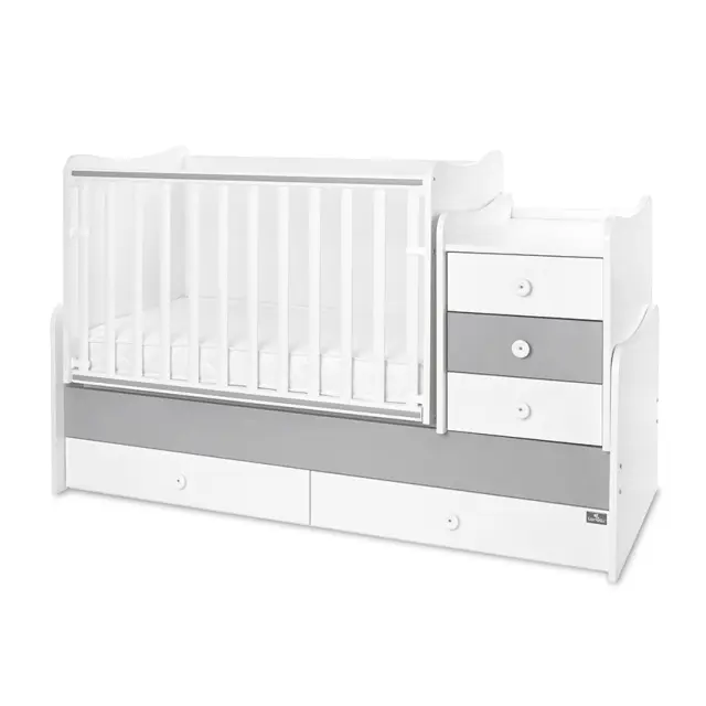 Lorelli Πολυμορφική κούνια - κρεβάτι "Maxi Plus" 70/160 TRIO White - Stone grey Λευκό