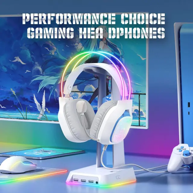 ONIKUMA X22 USB + 3.5mm Cool RGB Dynamic Light Wired Gaming Headset with Mic, Cable 1.8m 2