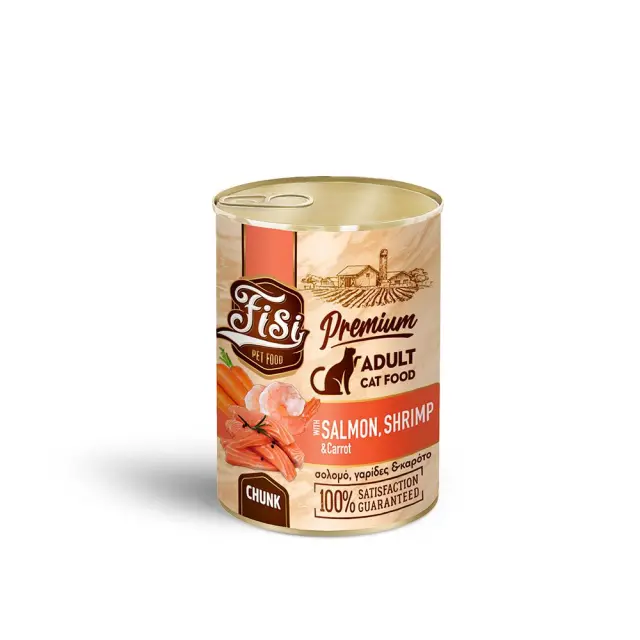 Fisi Cat Adult Σολομό με Γαρίδα & Καρότο σε Σάλτσα 400gr Μονόχρωμο