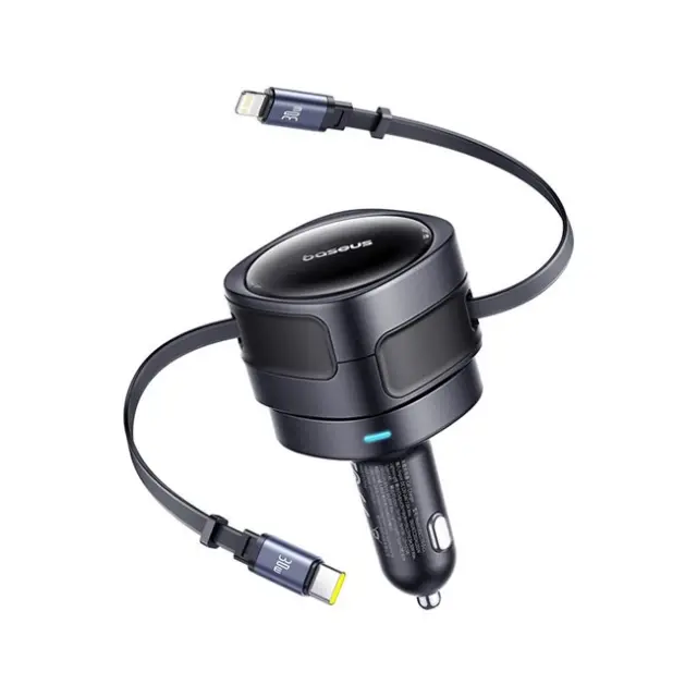 Baseus Enjoyment Max φορτιστής αυτοκινήτου με καλώδια USB-C+Lightning 60W Μαύρο (C00035507121-00) (BASC00035507121-00)