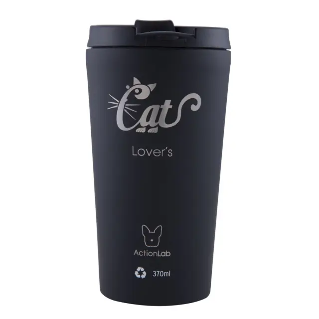 Eco Life Coffee Thermos Μαύρο Cats Lover 370ml Μαύρο