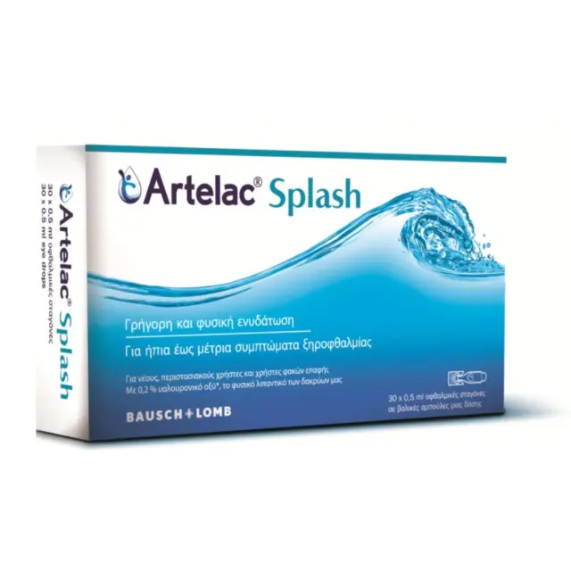 Bausch + Lomb Artelac Splash Οφθαλμικές Σταγόνες Μονοδόσεις – Άμεση Ενυδάτωση & Ανακούφιση 30x0,5ml