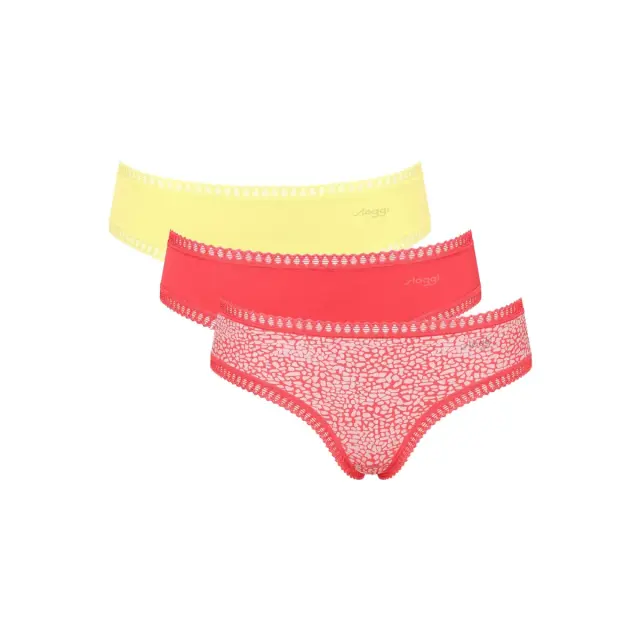 Sloggi Γυναικείο Slip GO Crush Hipster - Τριπλό Πακέτο, Χρώμα Yellow-Coral-Coral Print