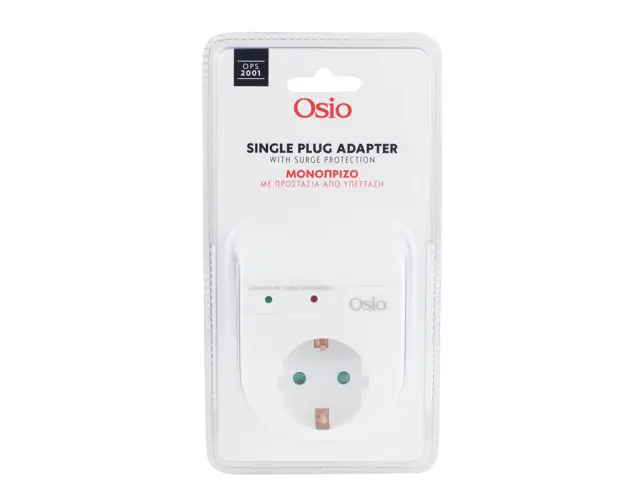 Μονόπριζο Ασφαλείας Osio OPS-2001 - 1x Schuko - Προστασία Υπέρτασης - ΛευκόOPS-2001 3