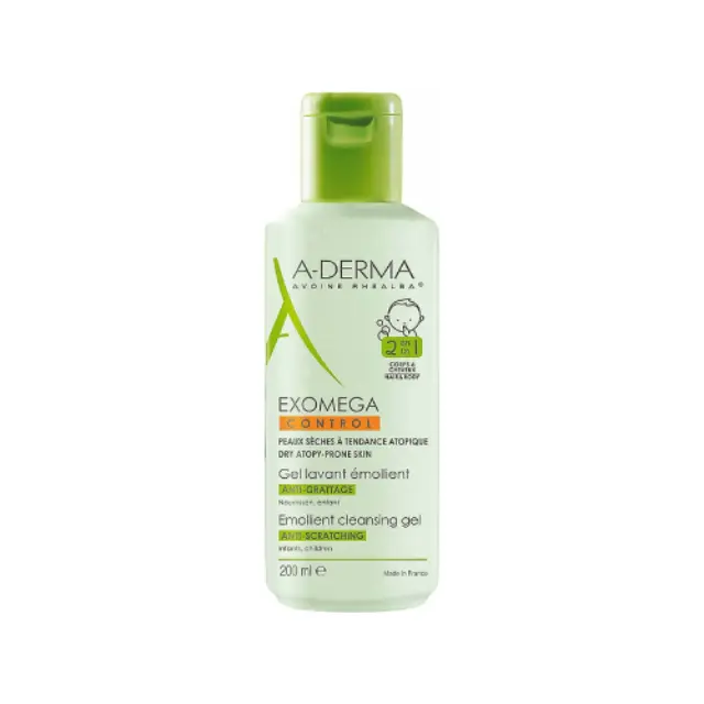 A-Derma Exomega Control Emollient Cleansing Gel 2 in 1 Παιδικό Τζελ Καθαρισμού Σώματος/Μαλλιών για το Ατοπικό Δέρμα, 200ml