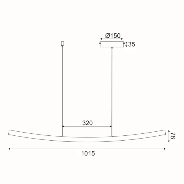 NAAVA-ΦΩΤΙΣΤΙΚΟ ΚΡΕΜΑΣΤΟ ΜΑΥΡΟ ΜΑΤ ΑΛΟΥΜΙΝΙΟΥ LED SMD 20W 3000Κ 1400LM IP20 1020Χ1100ΜΜ / YL1721LEDPBK 2
