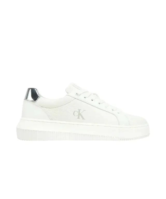 Calvin Klein- Γυναικεία Δερμάτινα Sneakers Chunky Cupsole Low Mg YW0YW01769-0LI Λευκό