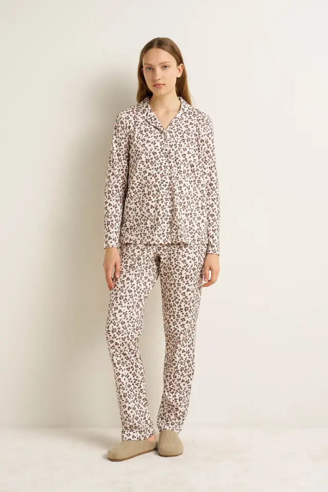Vamp Γυναικεία Βαμβακερή Κουμπωτή Πιτζάμα Animal Print 3