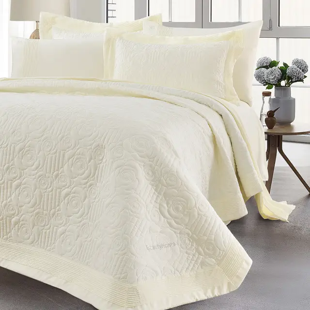 Νυφικό Σετ 3 Τεμ Κουβερλί 230x250 Υπέρδιπλο Beauty Home Eros 12501 Εκρού 100% Microfiber