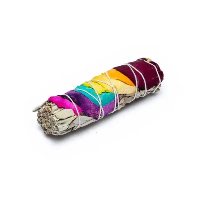 White Sage Smudge 7 Chakra Stick – Ραβδί Θυμιάματος Λευκό Φασκόμηλο με Ροδοπέταλα