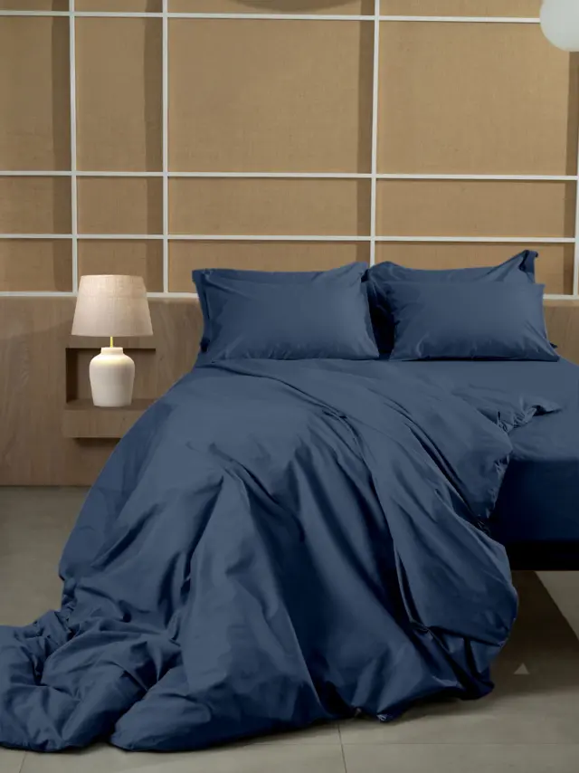 Σεντόνι Βαμβακοσατέν Omnia φλατ Blue King Size (280x300) Sunshine 3