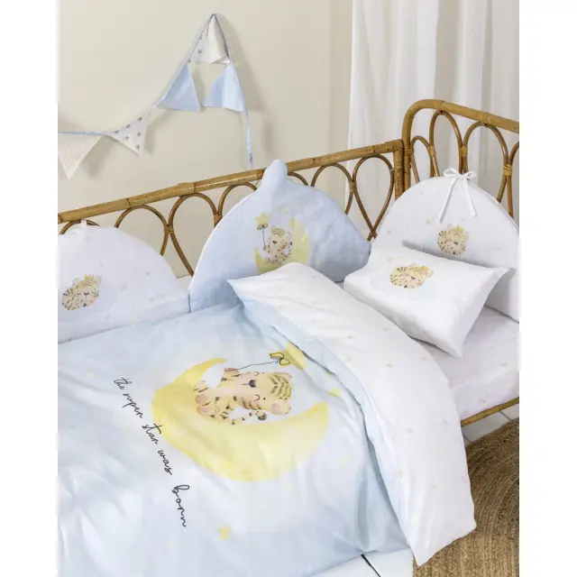 Πάντα Κούνιας 40x200 Nima Tiggy White-Ciel 100% βαμβακερό