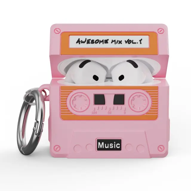 Cassette Tape Design with Strap Θήκη για AirPods 4/5-Pink OEM