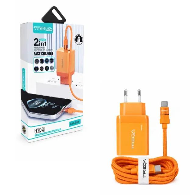 Treqa Φορτιστής Ταχείας Φόρτισης 120W GaN με Καλώδιο Type-C CH-665 - Fast Charger 017241