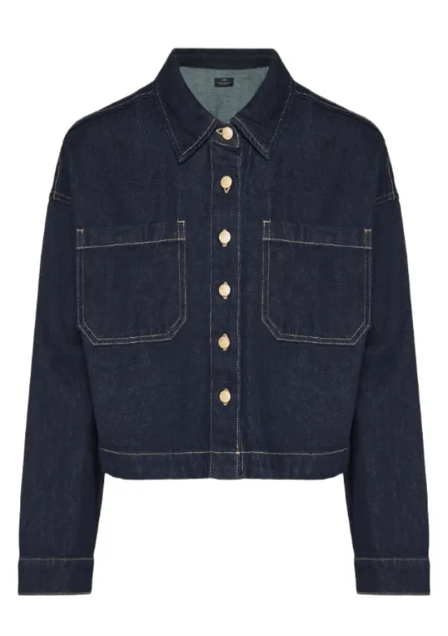 FunkyBuddha γυναικείο cropped denim overshirt FBL014-162-05-1