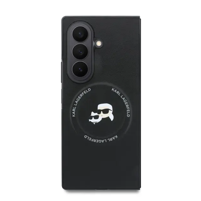 Karl Lagerfeld PU Karl and Choupette Heads Magnetic Case for Samsung Galaxy Z Fold 8 Ultra Black 2