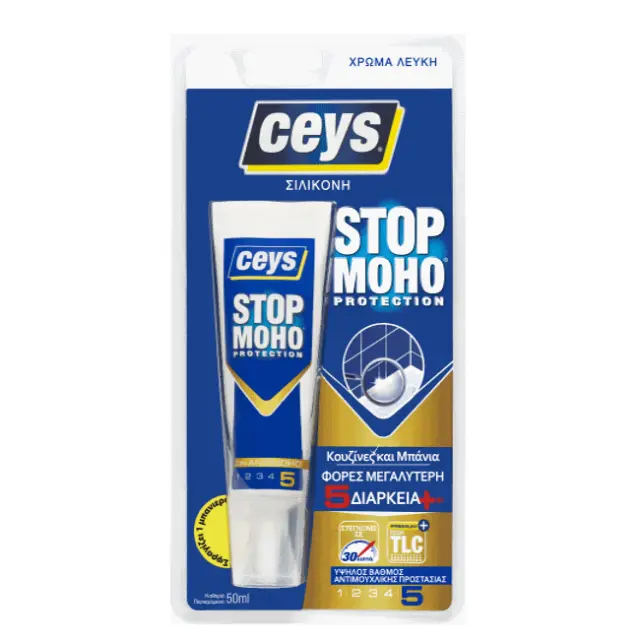 Σιλικόνη CEYS STOP MOHO Αντιμουχλική Λευκό Πενταπλής Διάρκειας 50ml
