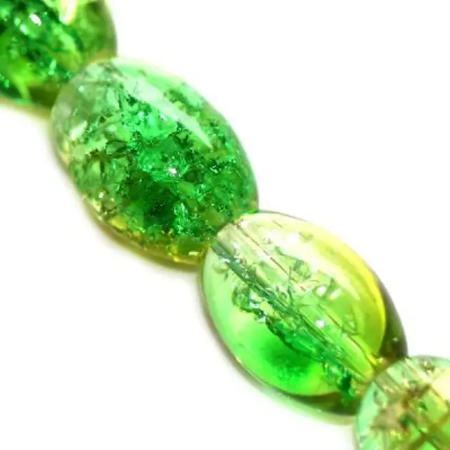 Χάντρα Crackle Oval Green 10x14mm ~56τεμ.