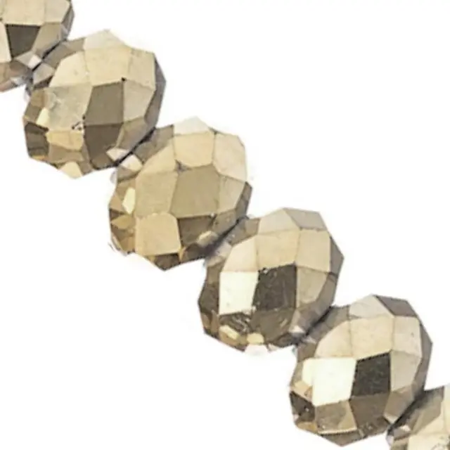 Χάντρα Γυάλινη Πολυεδρική Rondelle 2x1.5mm - Light Gold Plated ~220τεμ