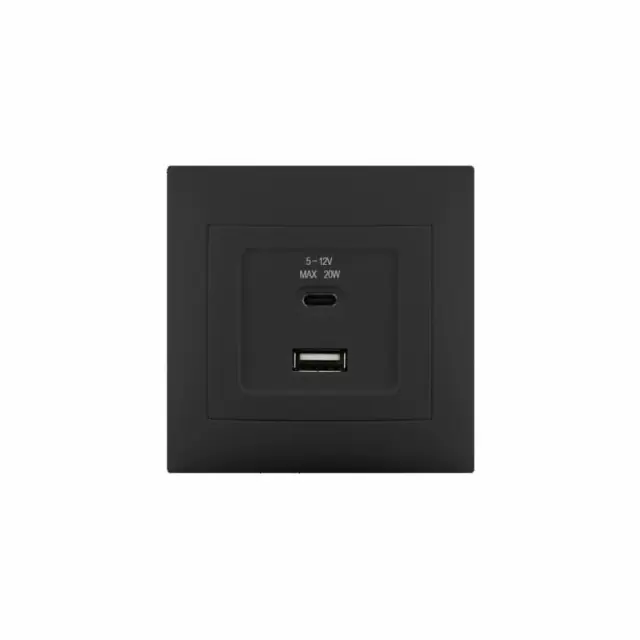 Stinel πρίζα usb type a+c Μαύρη "Domus"