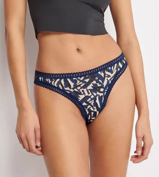 Sloggi Βαμβακερά Σλιπ Go Crush H String C3P Συνδυασμός Μαύρο-Μπλε