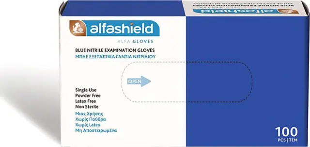 Alfa Gloves Εξεταστικά Γάντια Νιτριλίου Μιας Χρήσεως Large 100τμχ