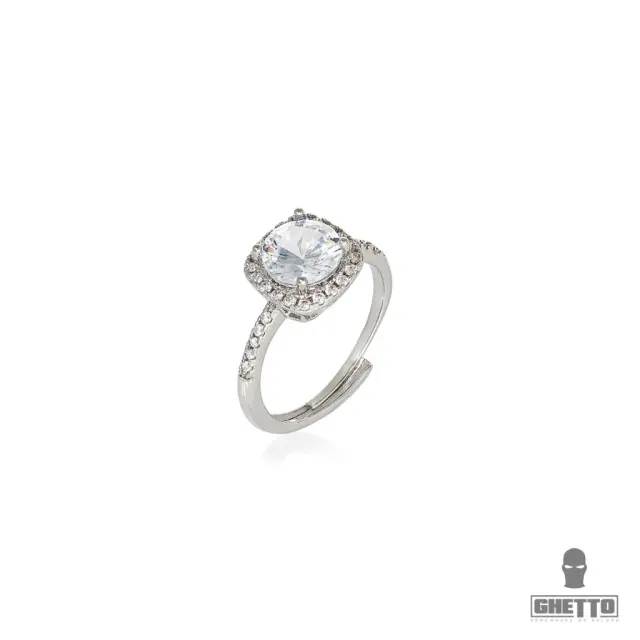 Ghetto Big Diamond Shaped CZ Gemstone Adjustable Ring
