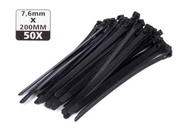 Cable ties detachable 7.6 x 200 mm 50 pieces black