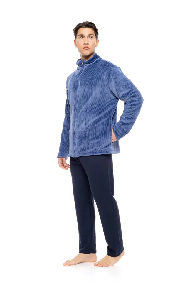 WN-M262 - Yacht Blue - ROBE ZIPPER SOFT STRIPES NOS - XL 2
