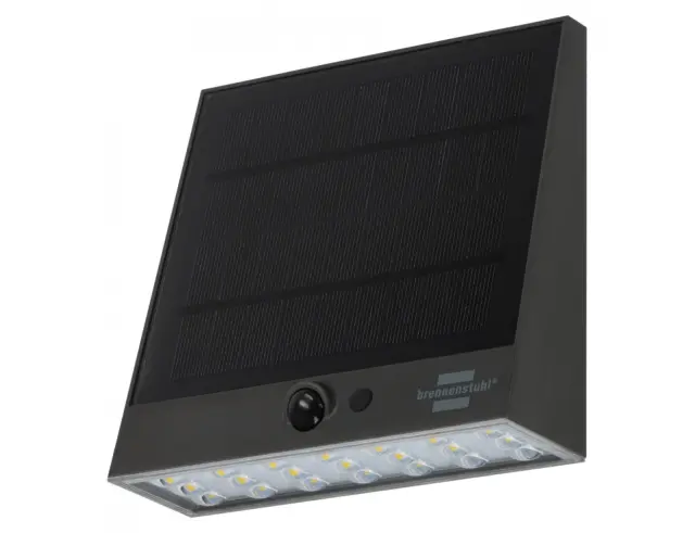 Ηλιακό φωτιστικο τοίχου LED Brennenstuhl SOL 1000 Plana 1173740002 με αισθητήρα κίνησης και φωτός, ισχύ 2W, 1000 Lumen, IP54 και διαστάσεις 15.8x4.9x15cm - Black1173740002 2