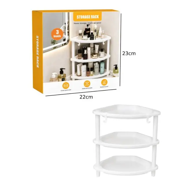 Γωνιακή Ραφιέρα Μπάνιου 3 Επιπέδων - 3-Tier Corner Bathroom Storage Rack 002571 2