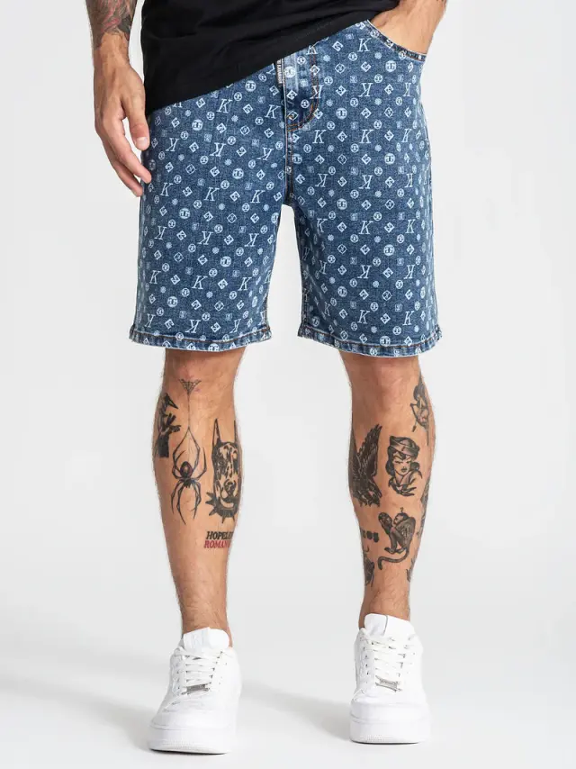 Gianni Kavanagh Ανδρικό MONOGRAM Denim Shorts – Blue - M