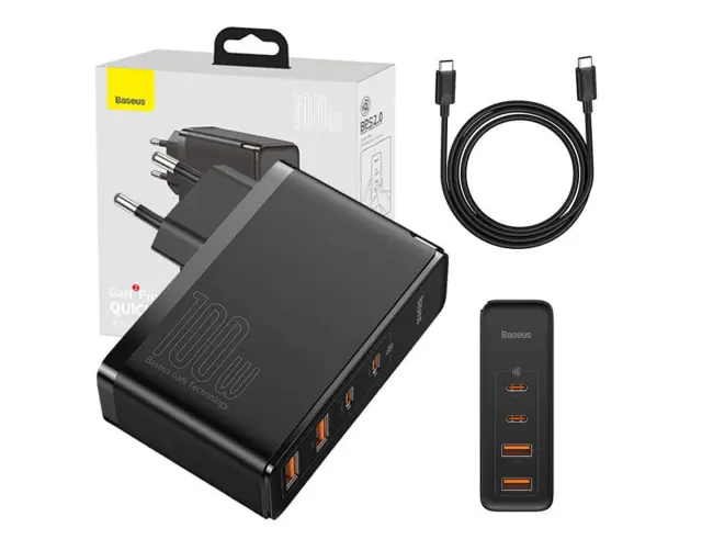 Φορτιστής Ταξιδιού Baseus GaN2 Pro Quick - 100W - 2x USB, 2x USB-C - Μαύρο CCGAN2P-L01