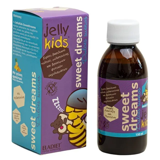 Eladiet Jelly Kids Sweet Dreams Παιδικό Σιρόπι με Μελατονίνη, Βασιλικό πολτό & Μελισσόχορτο, με Γεύση Φρούτων, 150ml