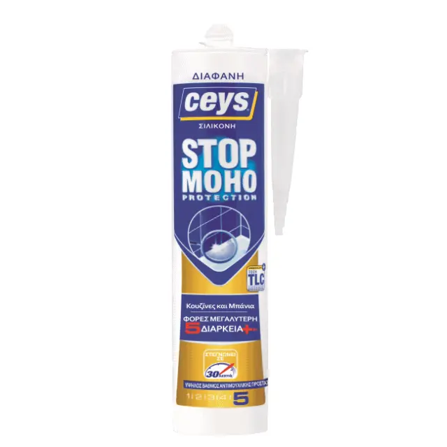 Σιλικόνη CEYS STOP MOHO Αντιμουχλική Διάφανο Πενταπλής Διάρκειας 280ml
