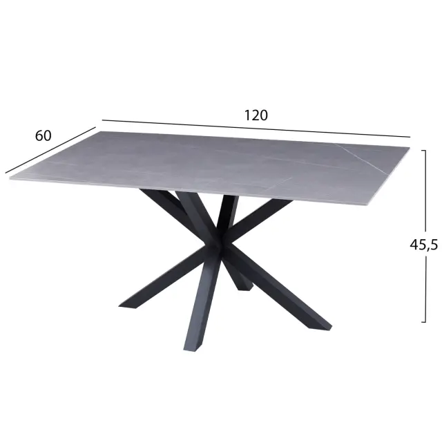 ΤΡΑΠΕΖΙ ΣΑΛΟΝΙΟΥ FB99470.05 GREY MARBLE-ΜΑΥΡΗ ΜΕΤΑΛ.ΒΑΣΗ 120x60x45,5Yεκ. 2