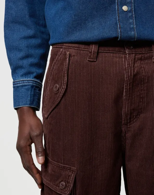 Wrangler X Casey Jones Ανδρικό Cargo Κοτλέ Παντελόνι 112371049 – Mahogany - 32W 34L 3