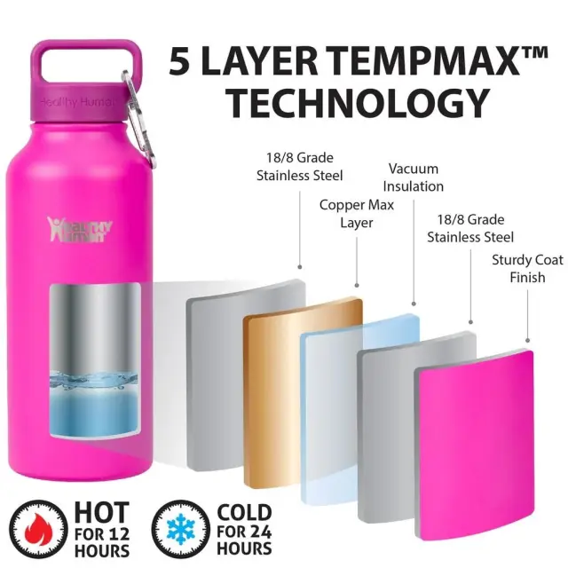 Ανοξείδωτο θερμός HH-SO688 21oz (621ml) - Stein Bottle Poppin Pink Healthy Human 3