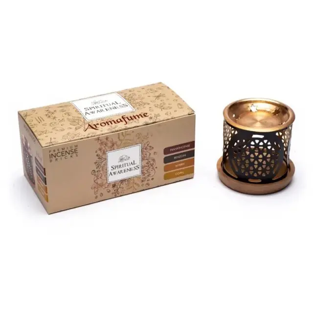 Gift Set Spiritual Awareness: Kαυστήρας Θυμιαμάτων Flower of Life + 12 Κύβοι Θυμιάματος