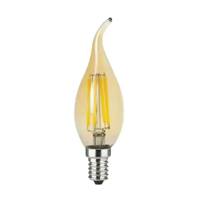 Λάμπα LED E14 C35T 4W Θερμό, Filament, κερί,κεχριμπάρι, Dimmable