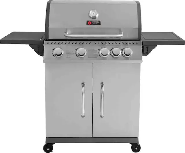 Thermogatz Gs Grill Elite Ψησταριά Υγραερίου Μαντεμένιας Σχάρας 70x42εκ. με 4 Εστίες 12kW και Πλαϊνό Μάτι