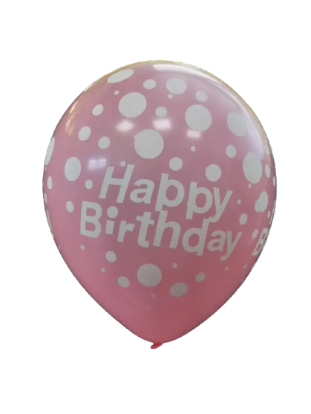 Μπαλόνια 12 Happy Birthday Ροζ All around /25 τεμ