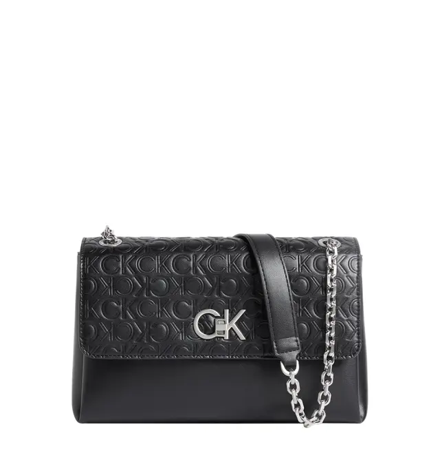 Calvin Klein - Γυναικεία Τσάντα Ώμου Re-Lock Ew Conv Crossbody-Emb K60K611533-BAX Μαύρη
