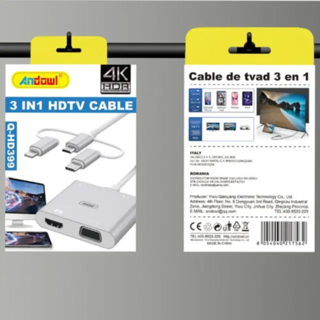 Andowl Καλώδιο 3 σε 1 HDMI Q-HD399 2