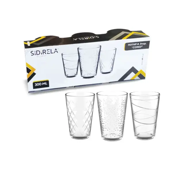 SIDIRELA ΣΕΤ ΠΟΤΗΡΙΑ ΝΕΡΟΥ “CONO” 3ΤΕΜ 300ML 2