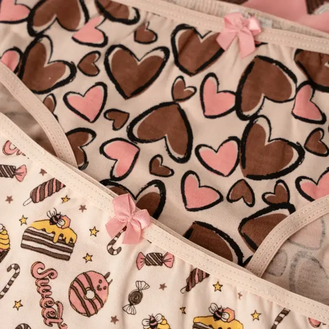 Minerva Παιδικό Slip Κορίτσι Cakes - Τριπλό Πακέτο, Χρώμα Κρεμ-Κοραλί-Μπεζ 2