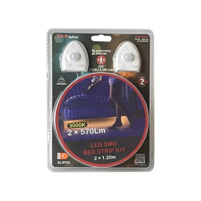 Aca Light ΛΩΡΙΔΑ LED DIMMABLE KIT SMD DRIVER 12V DC 3000K 2X1.2M 2X5.8W 2X570LM IP65 NANO ΜΕ 2 ΑΙΣΘΗΤΗΡΕΣ