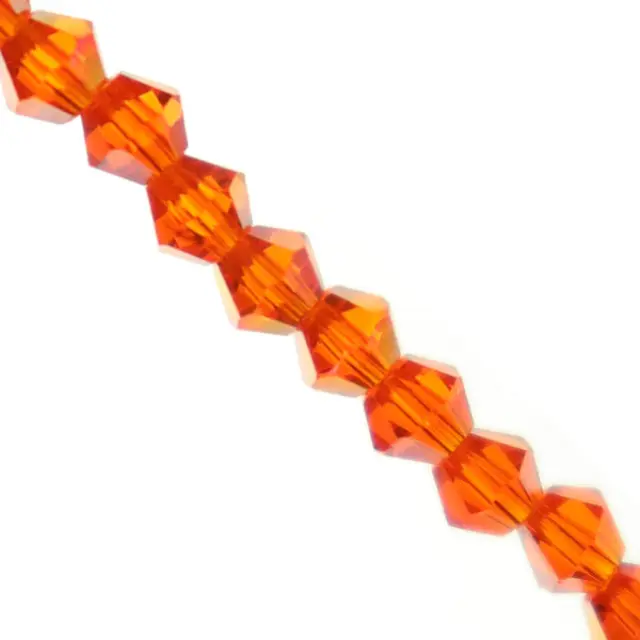 Χάντρα Γυάλινη Πρισματική Bicone Full Rainbow Dark Orange AB 4x4mm - 95τεμ