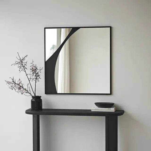 Stewehome Καθρέπτης Τοίχου Μαύρος 70x70x70 cm