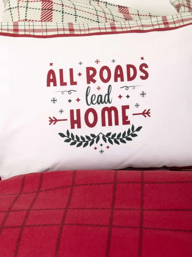 Σετ Σεντόνια 170x260 Μονά Φανελένια Nima Home Bliss Ecru-Red 100% βαμβακερόΧωρίς Λάστιχο 3
